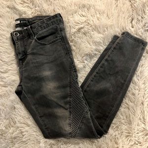 Stradivarius Grey Moto Skinny Jeans